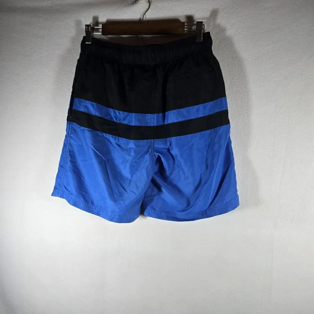 George Mens Swim Trunks Medium Blue And Black, Sizes 32-34